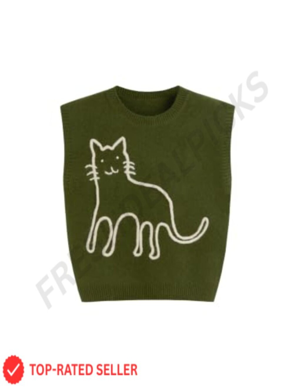 Cider Sweater Vest Womens Cropped Wool Blend Cat Sleeveless Top